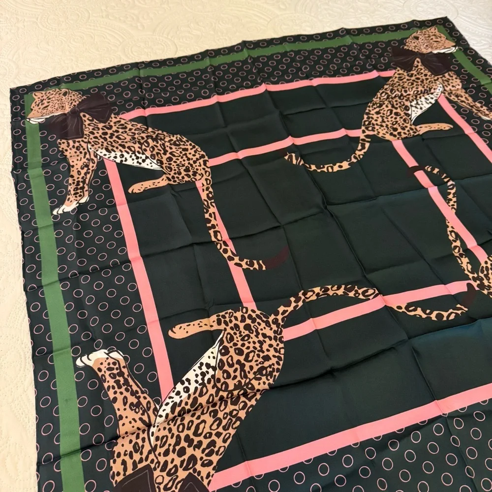 New Kate Spade New York Lady Leopard 34” Square Silk Scarf - Picture 4 of 10